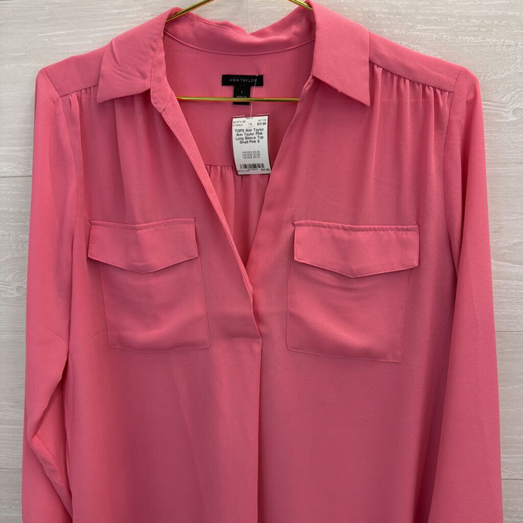 Ann Taylor Pink Long Sleeve Top Small