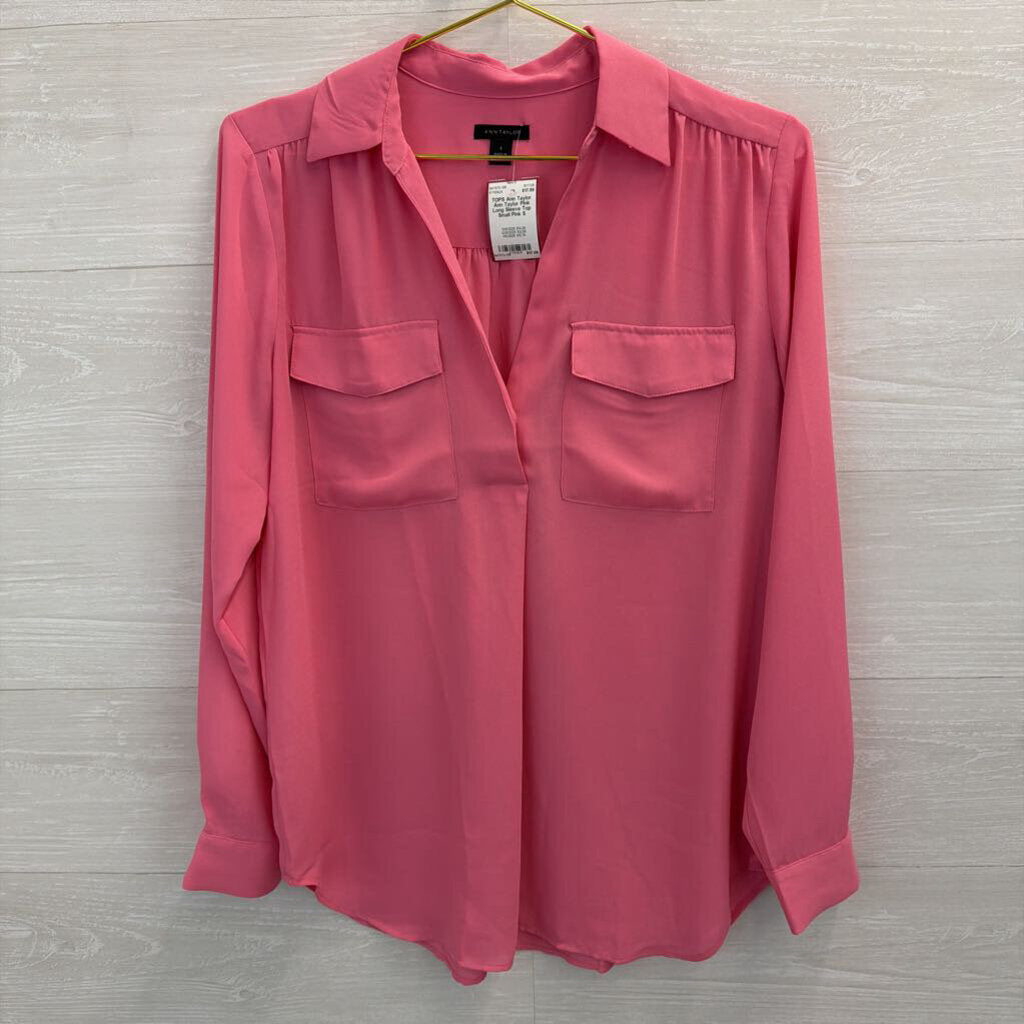 Ann Taylor Pink Long Sleeve Top Small