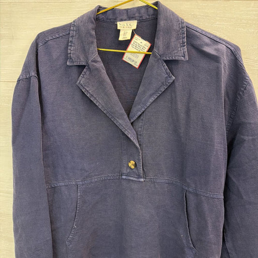 Nicole Miller Blue Linen Blend Pullover Top Small