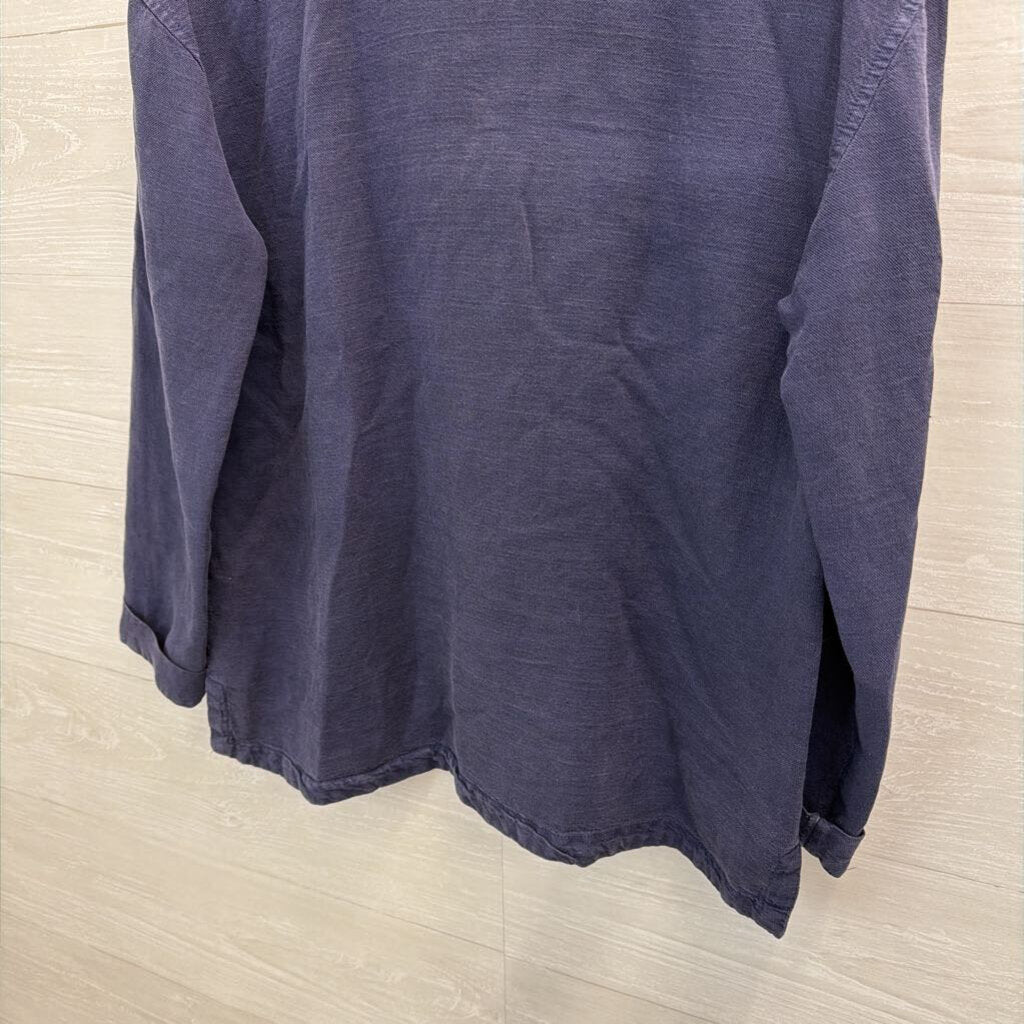 Nicole Miller Blue Linen Blend Pullover Top Small