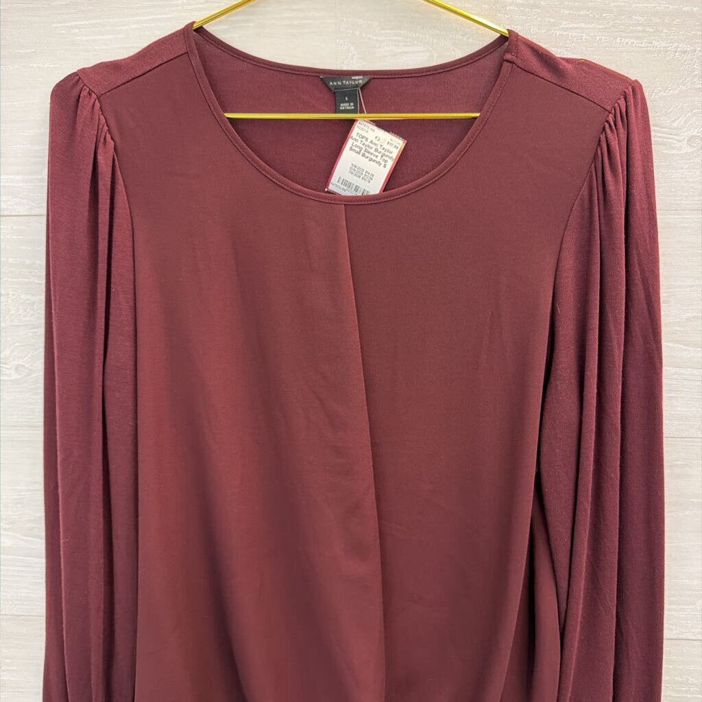 Ann Taylor Burgundy Long Sleeve Top Small