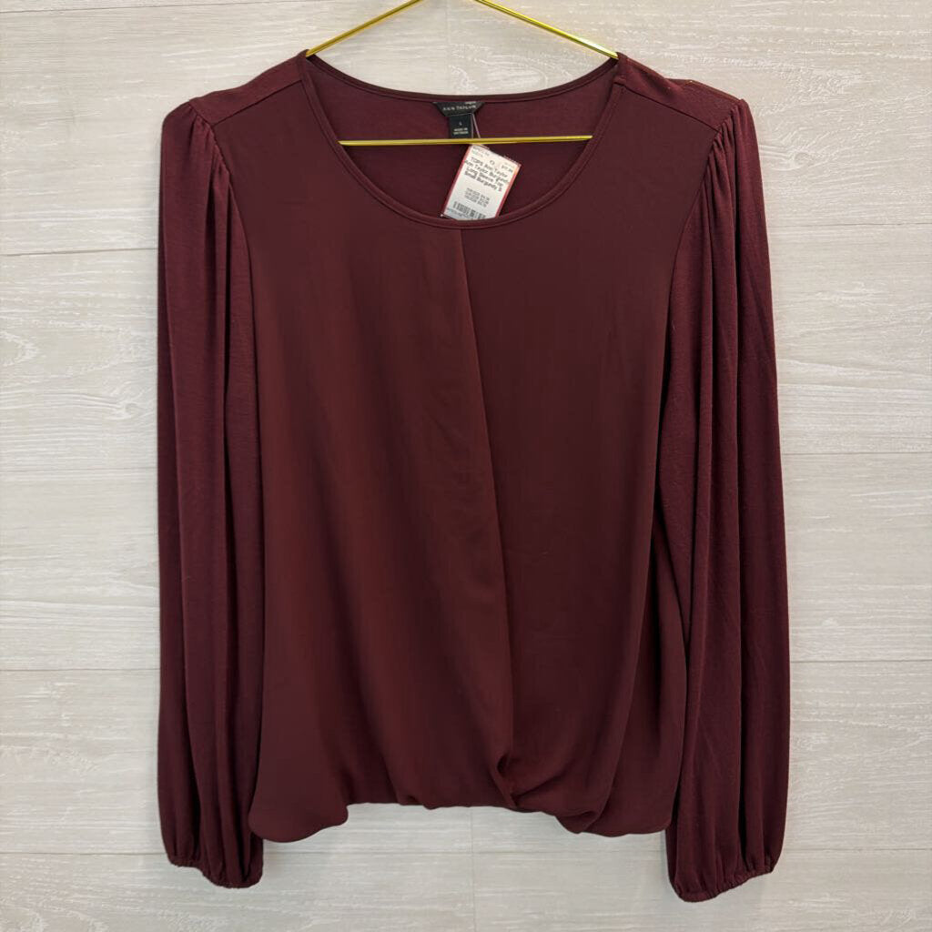 Ann Taylor Burgundy Long Sleeve Top Small
