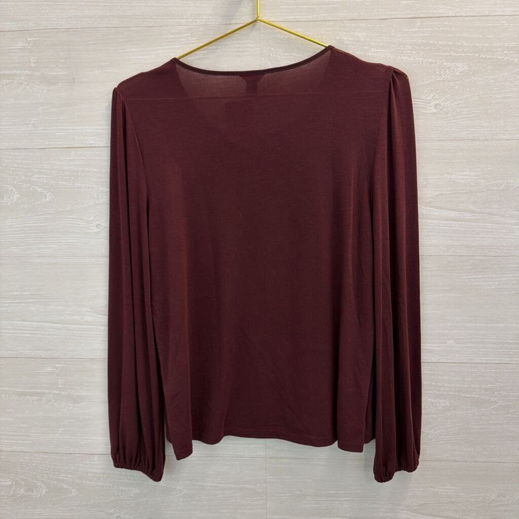 Ann Taylor Burgundy Long Sleeve Top Small