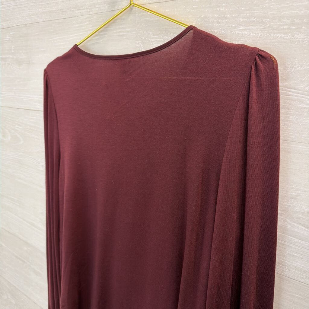 Ann Taylor Burgundy Long Sleeve Top Small
