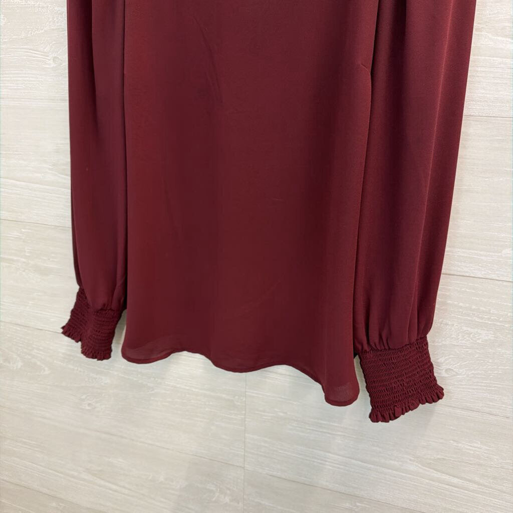 Loft Burgundy Long Sleeve Top Small