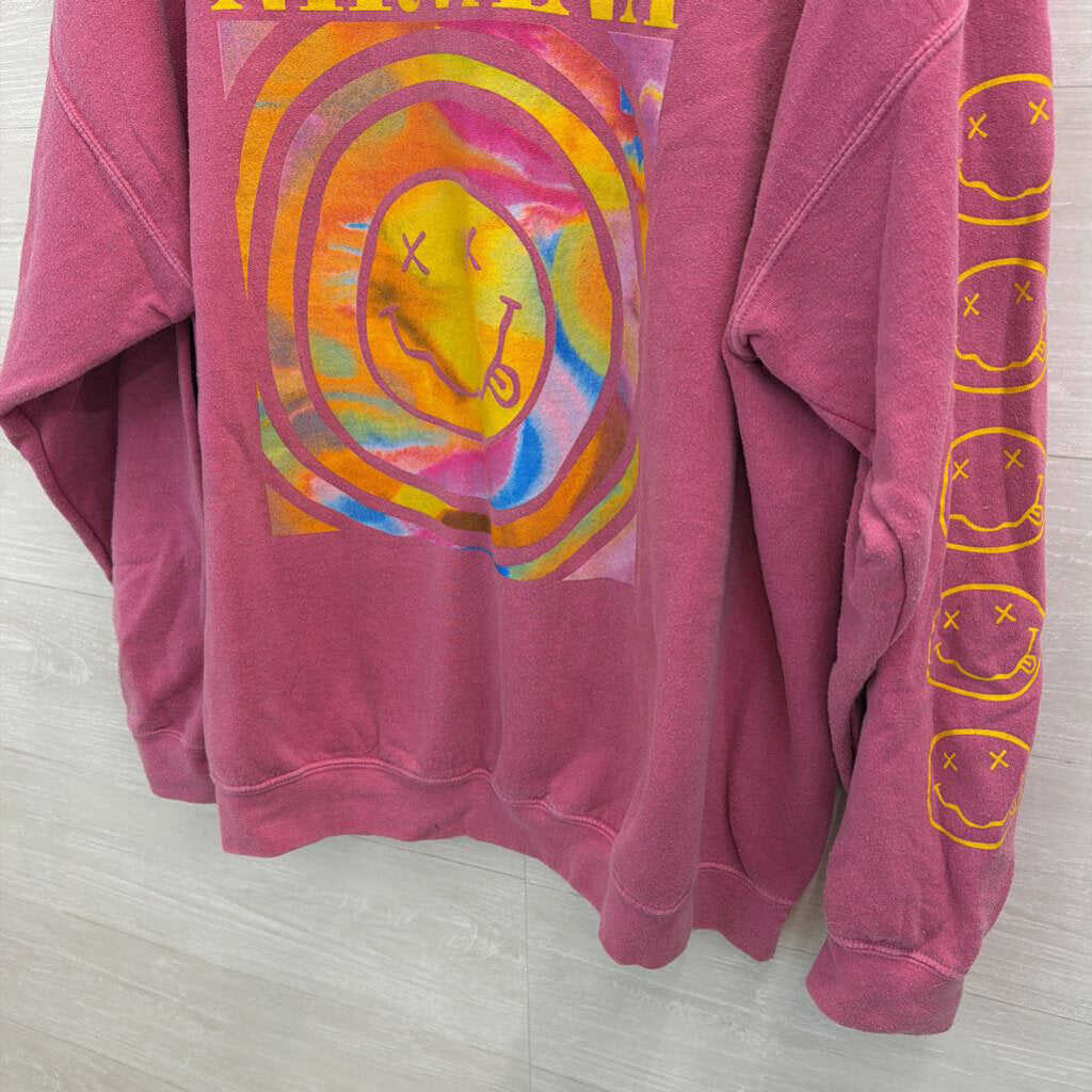 Nirvana Pink/ Multi Long Sleeve Graphic Pullover Large/ Extra Large