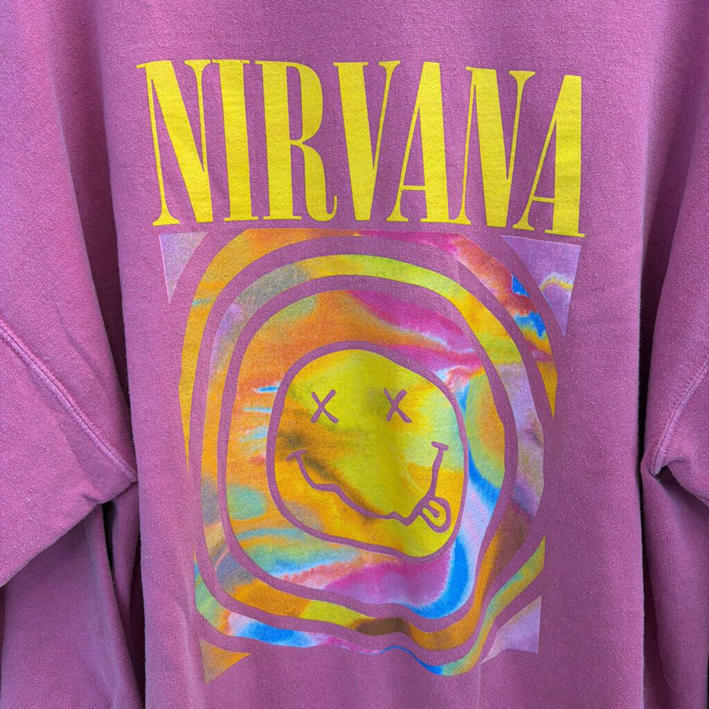 Nirvana Pink/ Multi Long Sleeve Graphic Pullover Large/ Extra Large