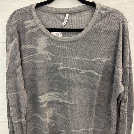 Z Supply Grey Camo Print Long Sleeve Top Medium