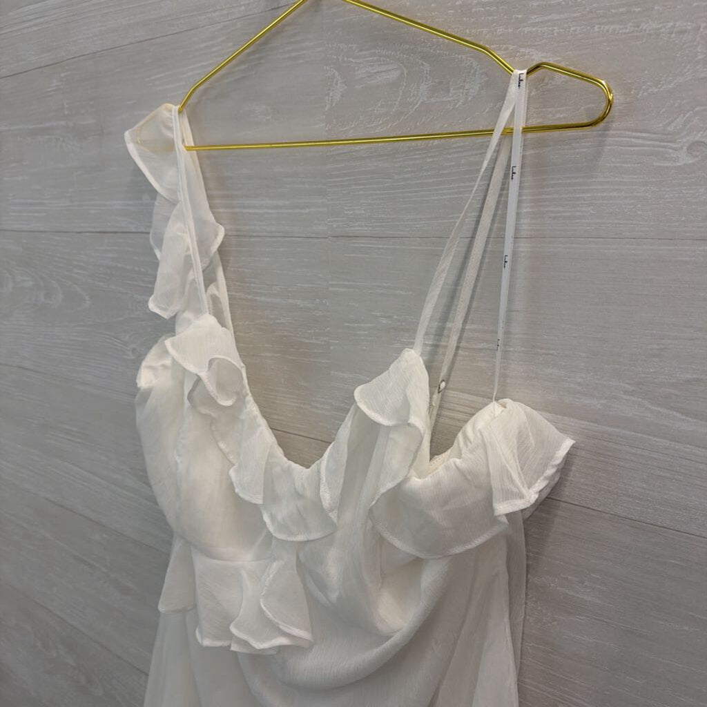 Lulus White Ruffle Detail Dress XXL