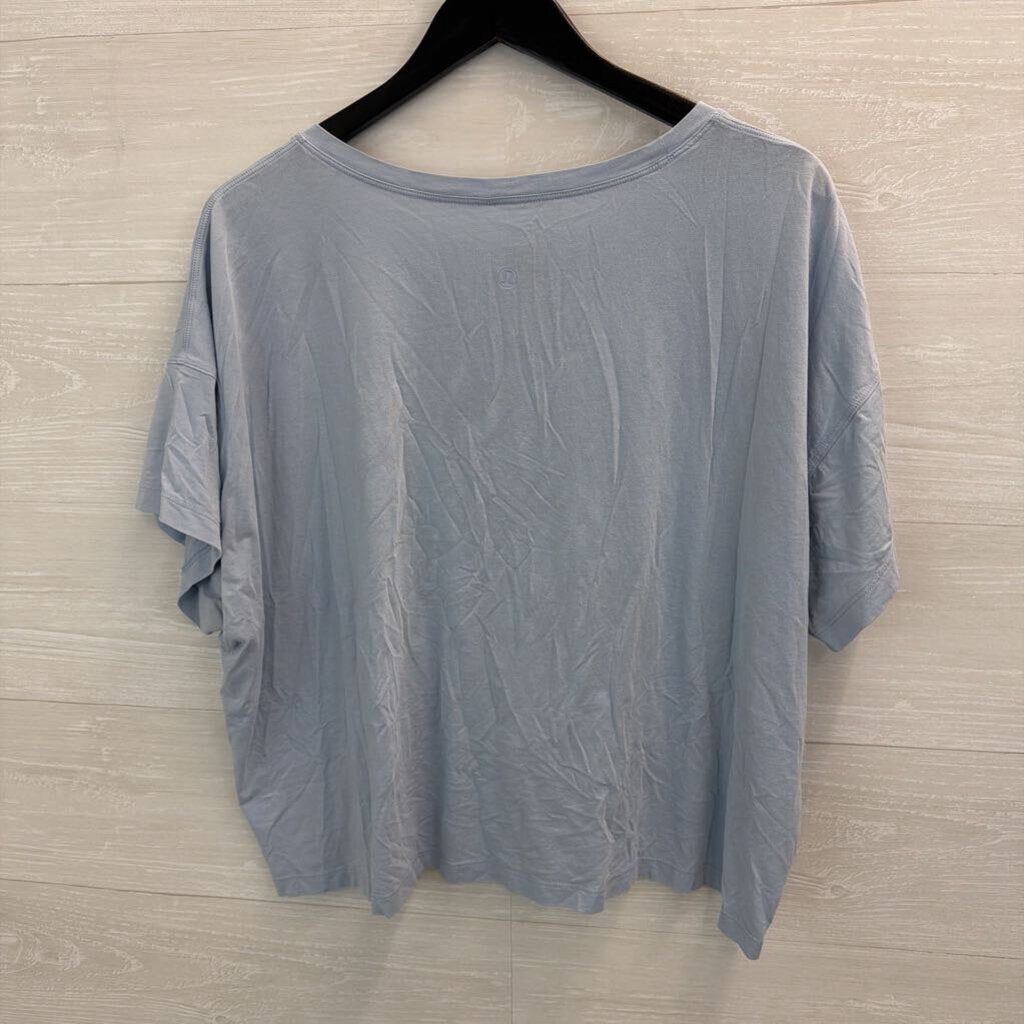 Lululemon Blue Tie Front Short Sleeve Top Large