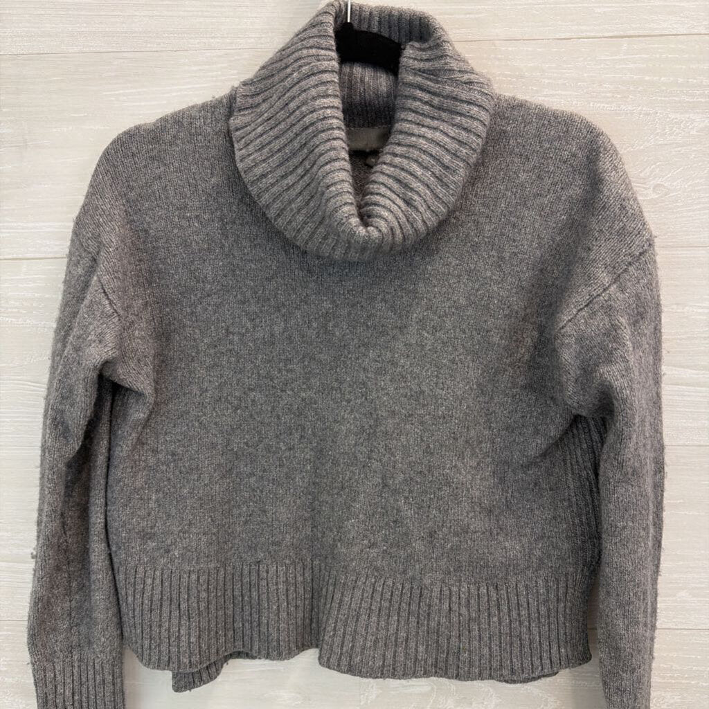 Anthropologie Grey Cropped Long Sleeve Turtle Neck Sweater Extra Small
