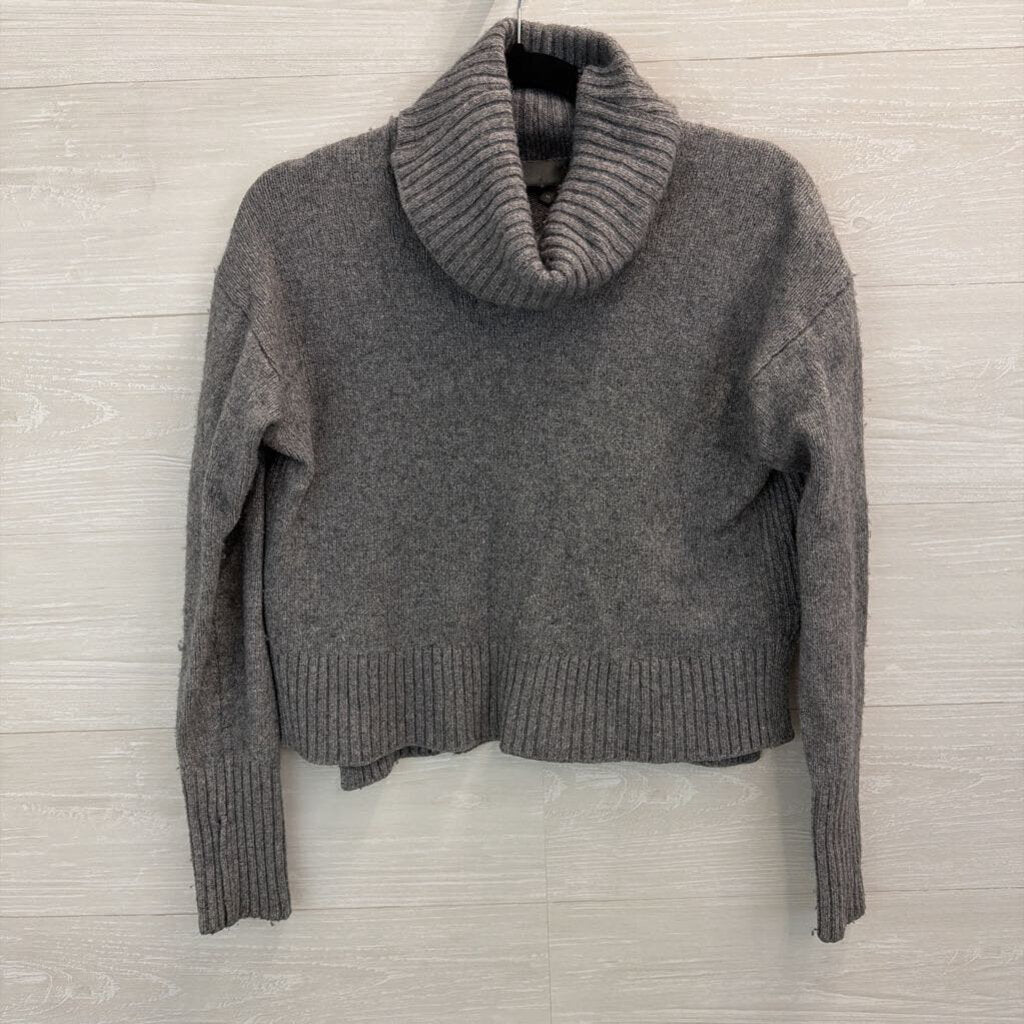 Anthropologie Grey Cropped Long Sleeve Turtle Neck Sweater Extra Small