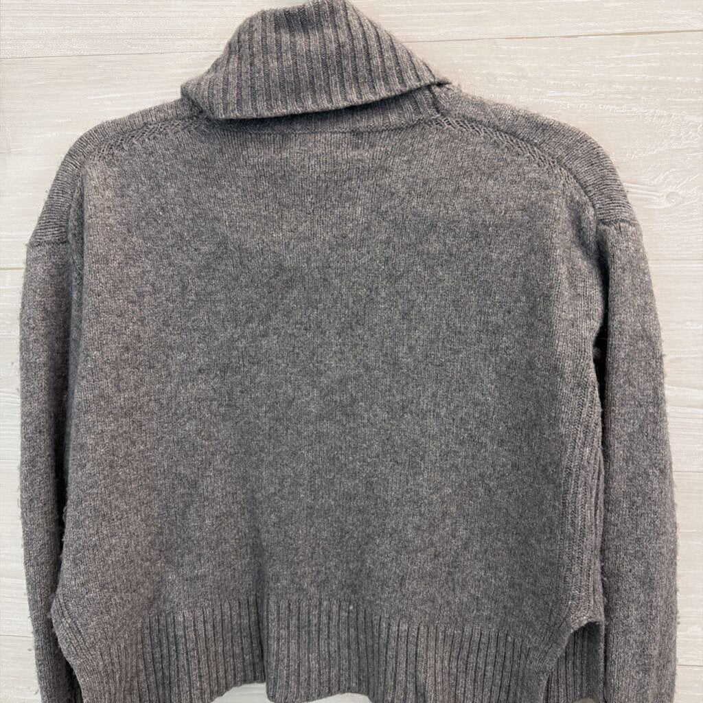 Anthropologie Grey Cropped Long Sleeve Turtle Neck Sweater Extra Small