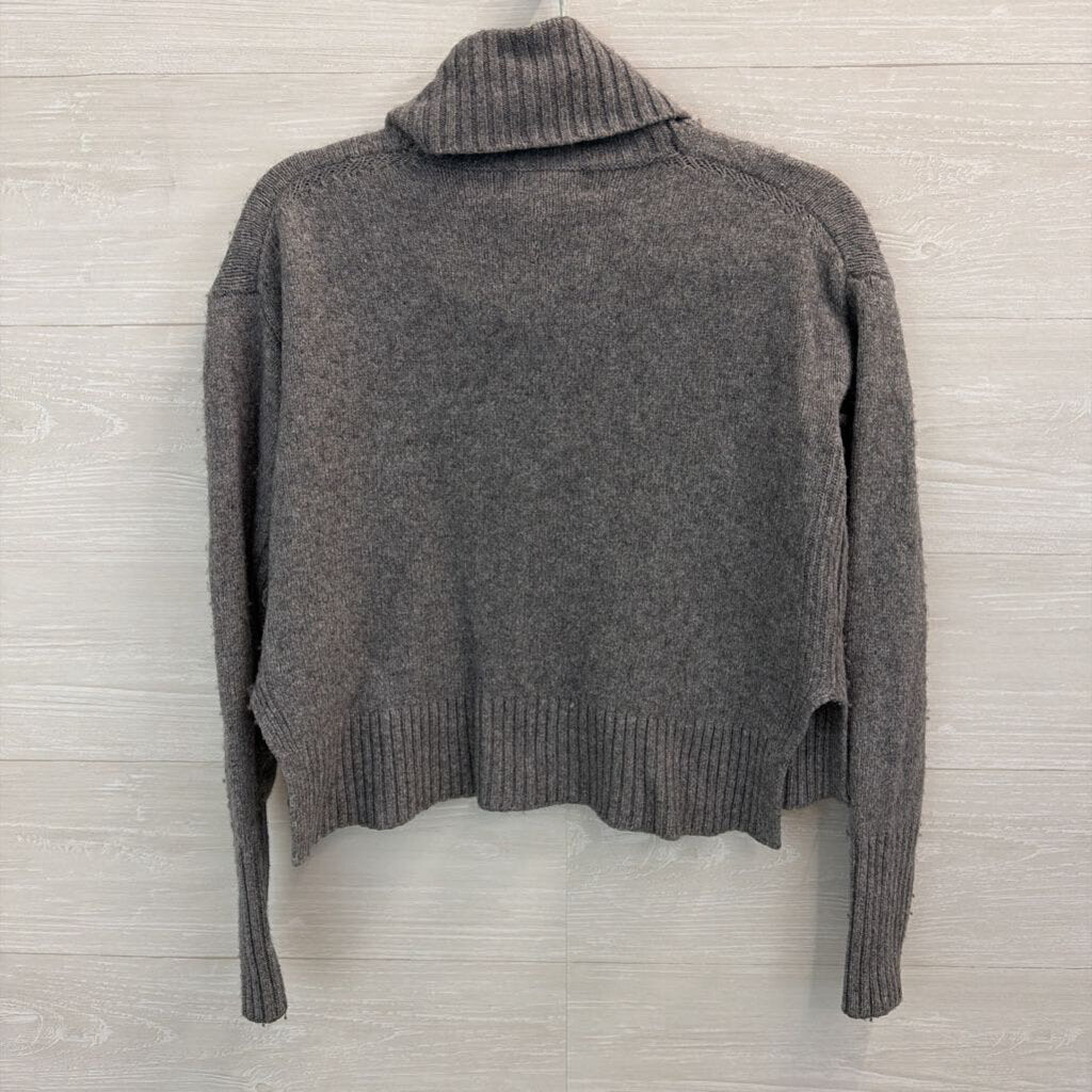 Anthropologie Grey Cropped Long Sleeve Turtle Neck Sweater Extra Small