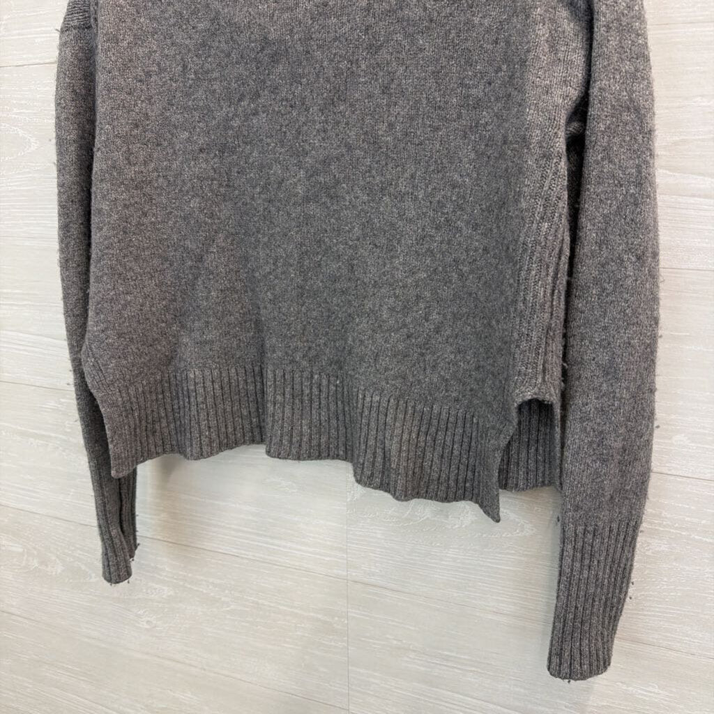 Anthropologie Grey Cropped Long Sleeve Turtle Neck Sweater Extra Small