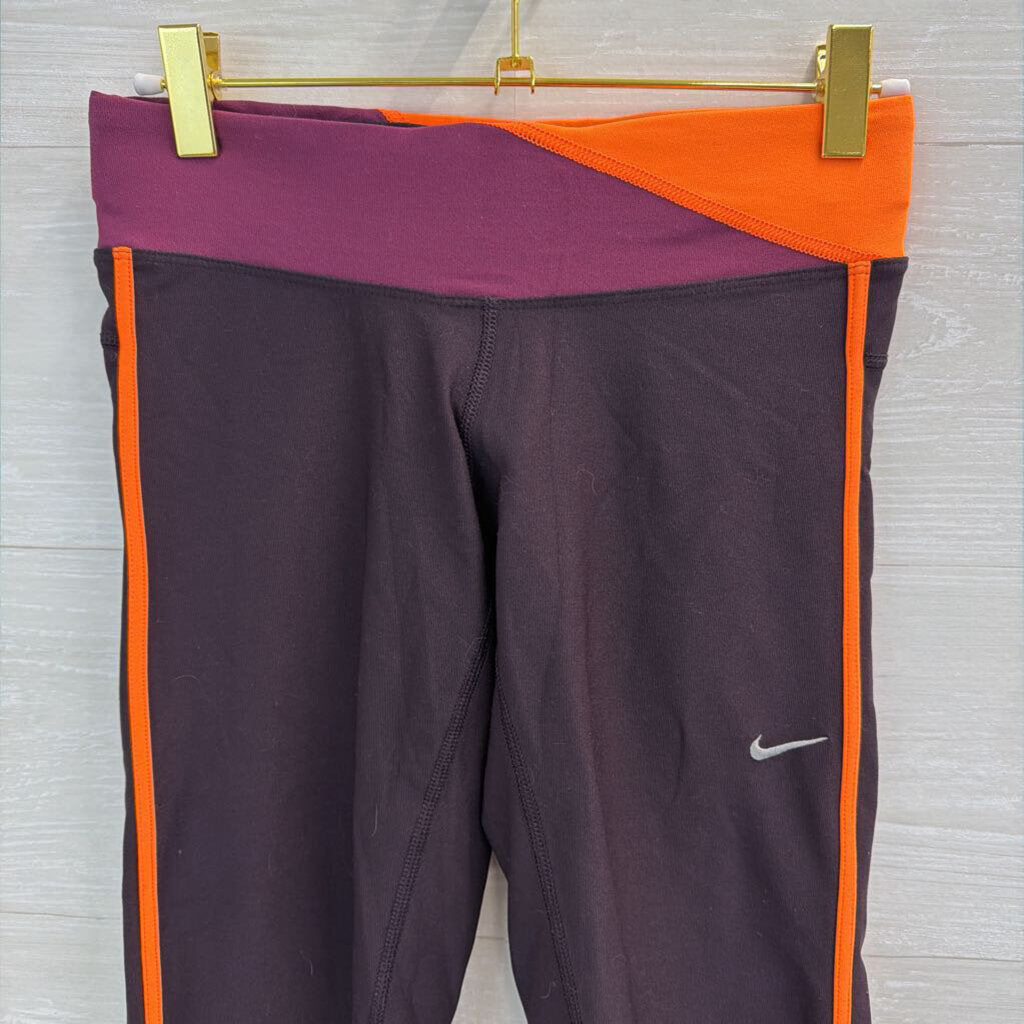 Nike Burgundy/ Orange Cropped Leggings Extra Small