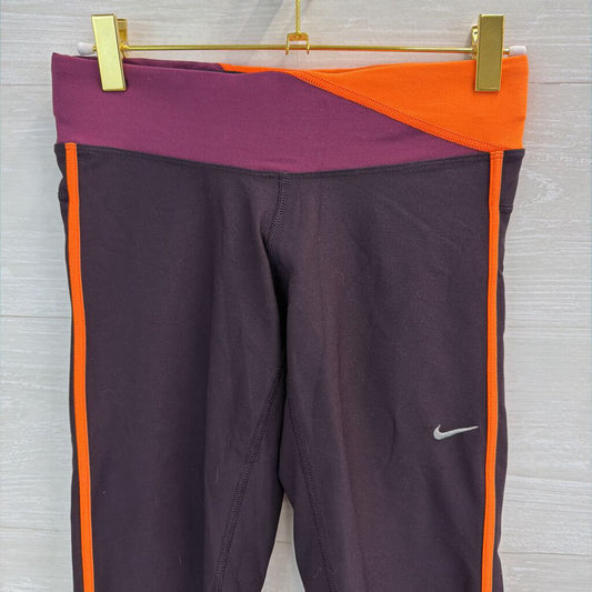 Nike Burgundy/ Orange Cropped Leggings Extra Small