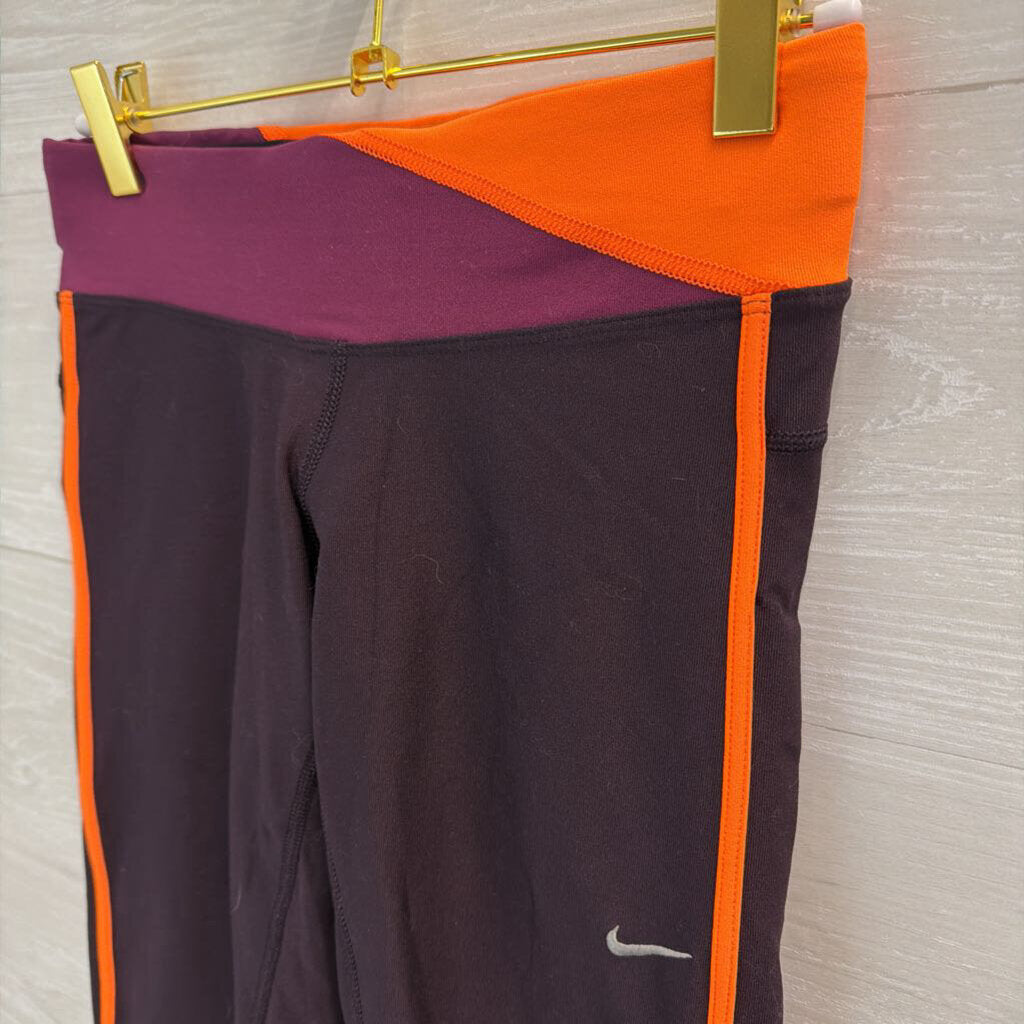 Nike Burgundy/ Orange Cropped Leggings Extra Small