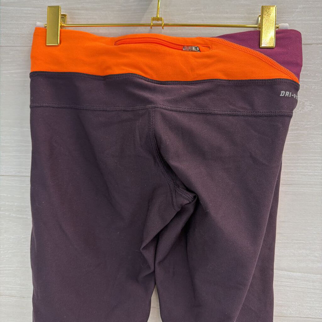 Nike Burgundy/ Orange Cropped Leggings Extra Small