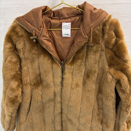 Serbin Sport Brown Faux Fur Zip Up Jacket Small