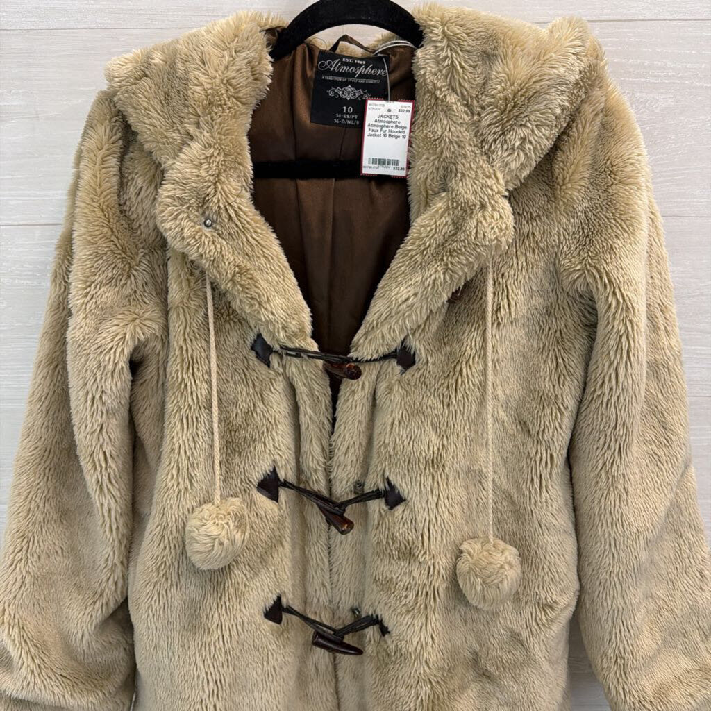 Atmosphere Beige Faux Fur Hooded Jacket 10