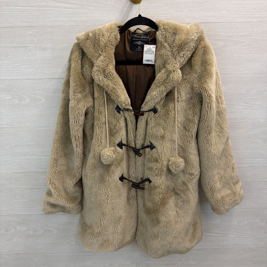 Atmosphere Beige Faux Fur Hooded Jacket 10