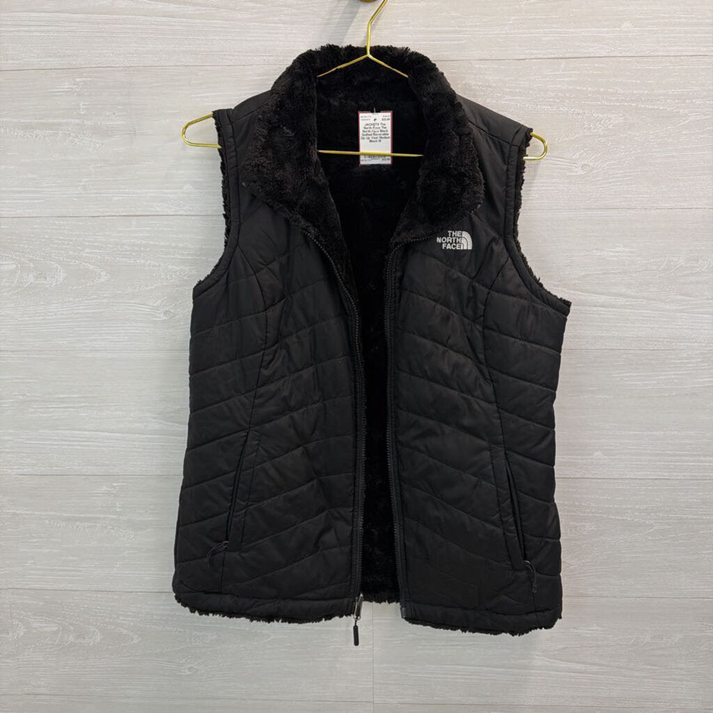 The North Face Black Quilted Reversible Zip Up Vest Medium