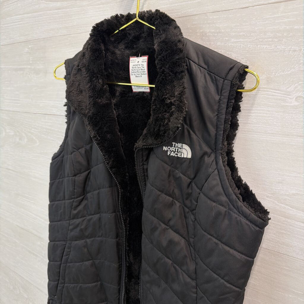 The North Face Black Quilted Reversible Zip Up Vest Medium