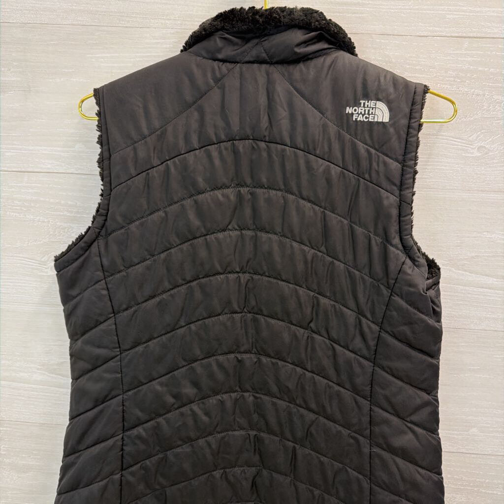 The North Face Black Quilted Reversible Zip Up Vest Medium