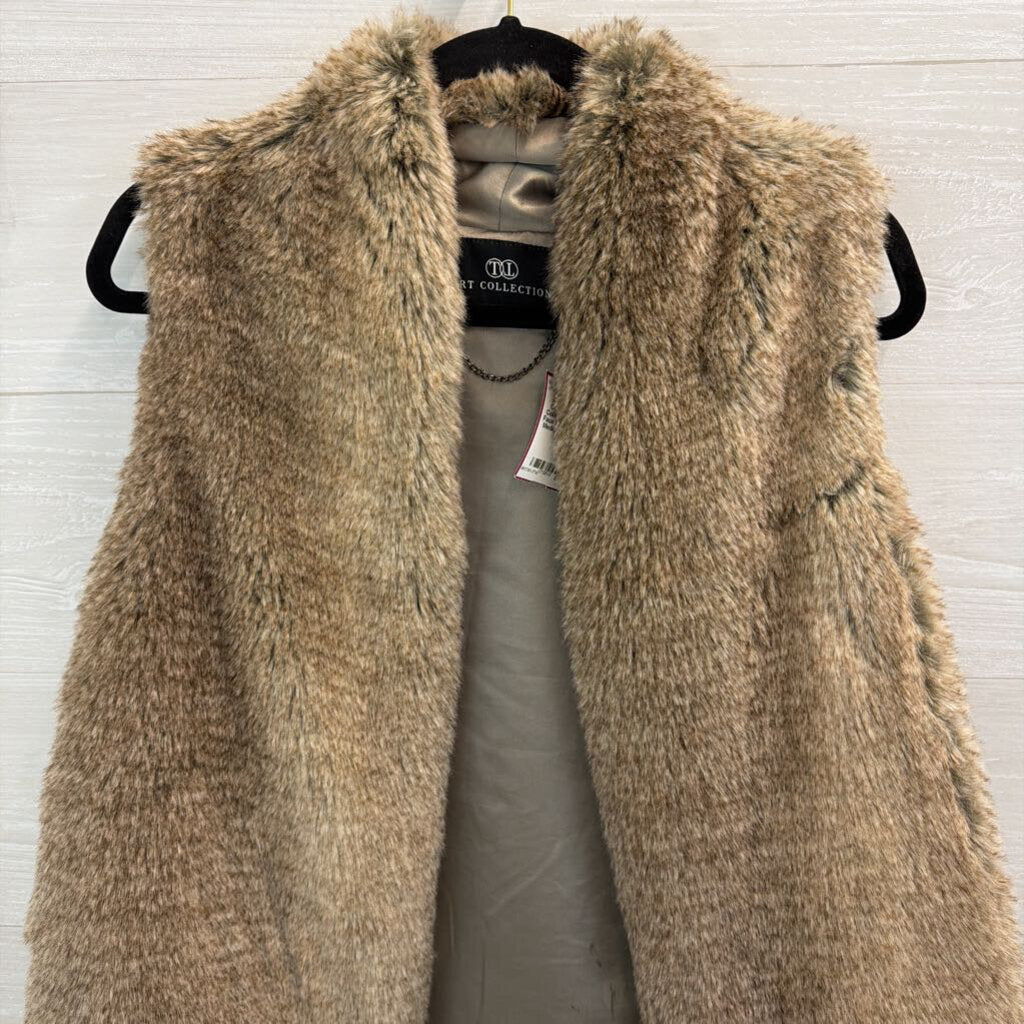 Tart Collection Brown Faux Fur Vest Top Medium