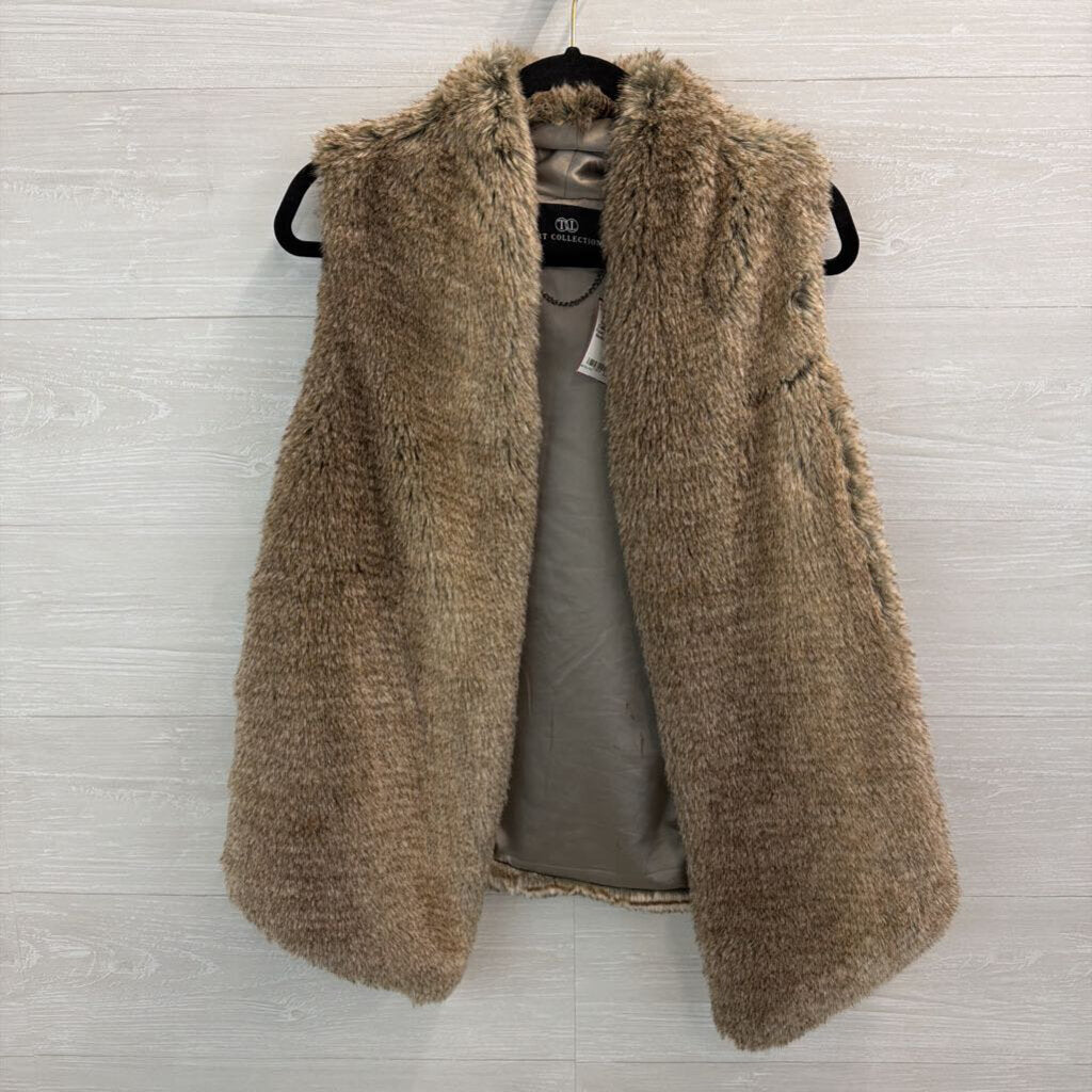 Tart Collection Brown Faux Fur Vest Top Medium