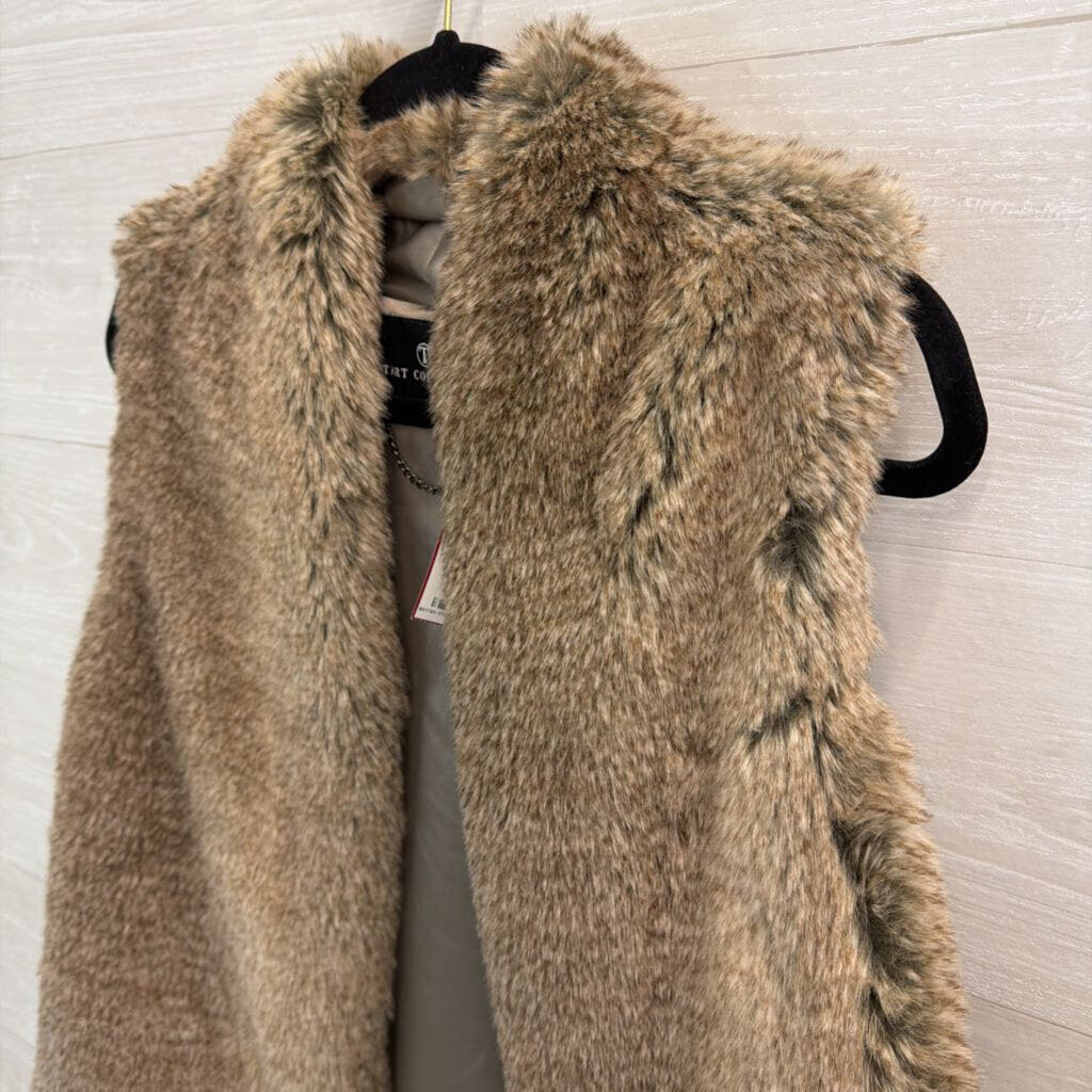 Tart Collection Brown Faux Fur Vest Top Medium