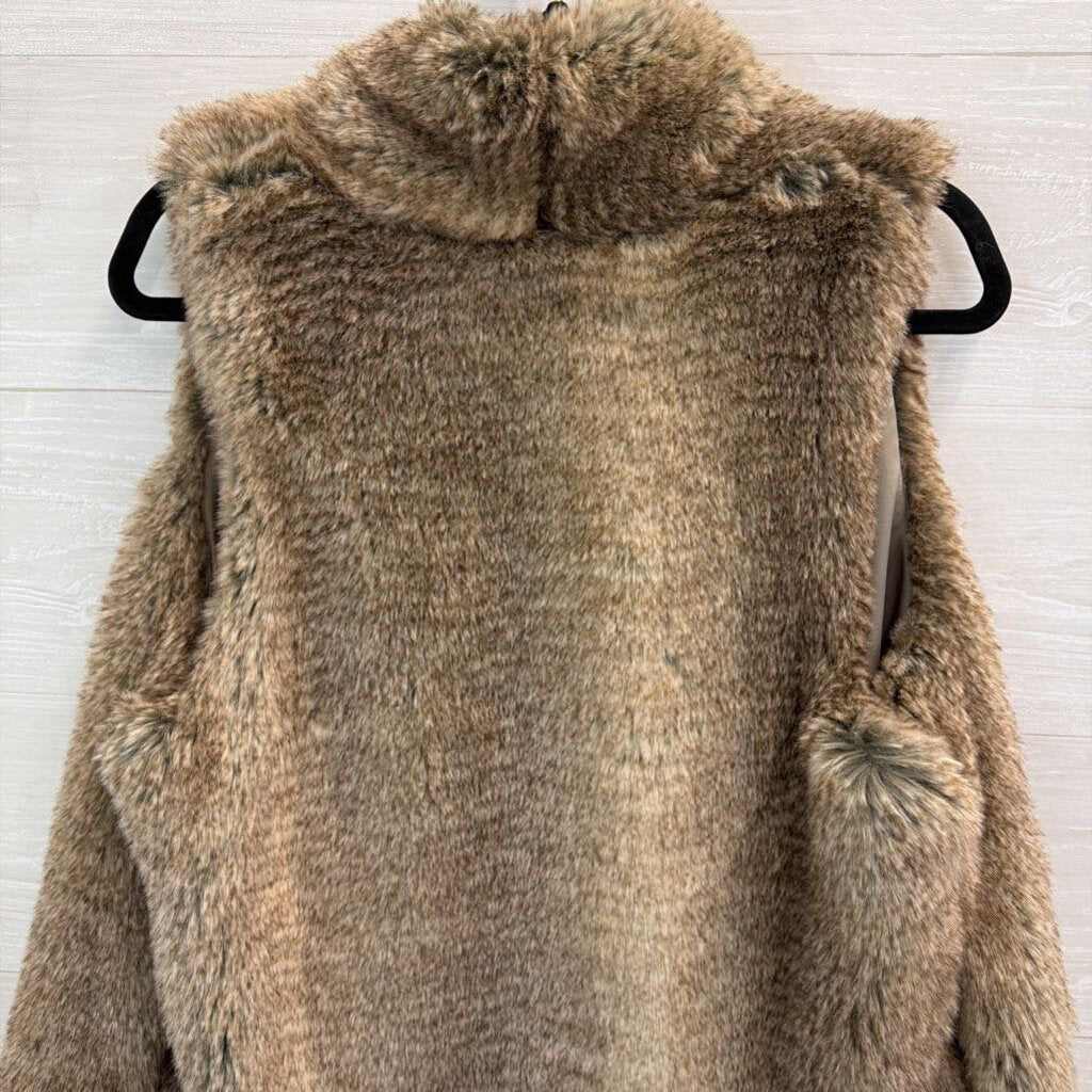Tart Collection Brown Faux Fur Vest Top Medium
