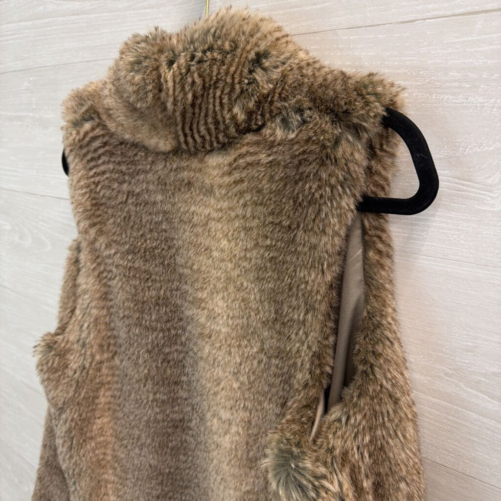 Tart Collection Brown Faux Fur Vest Top Medium