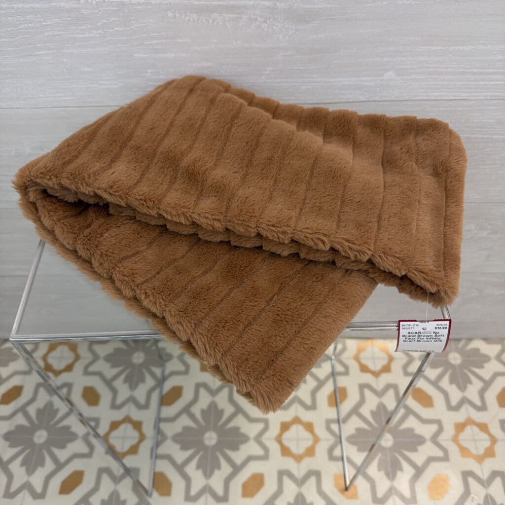 Brown Soft Faux Fur Infinity Scarf