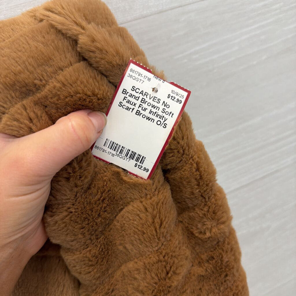 Brown Soft Faux Fur Infinity Scarf