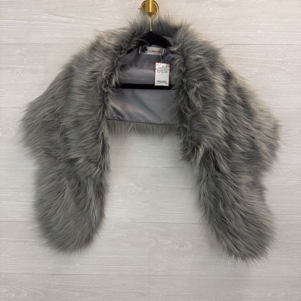 Grey Faux Fur Shoulder Wrap Scarf