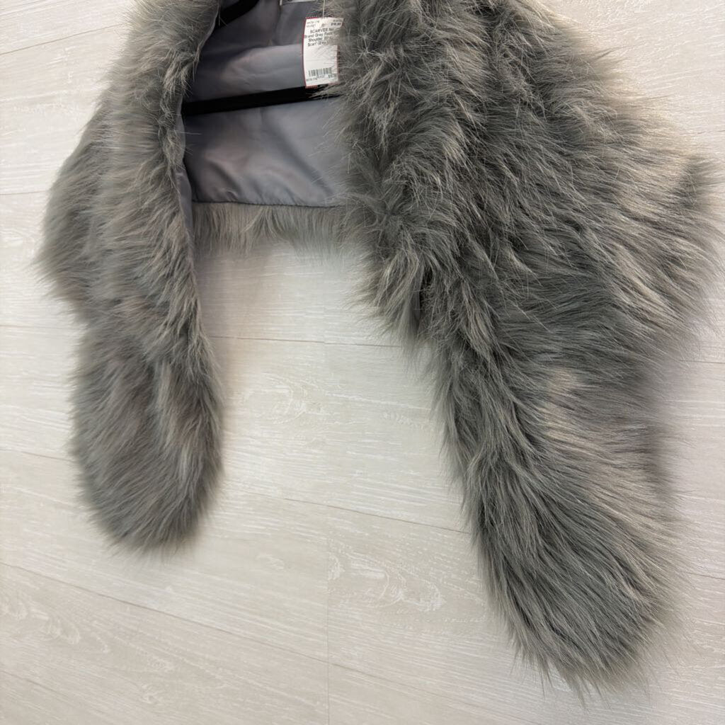 Grey Faux Fur Shoulder Wrap Scarf