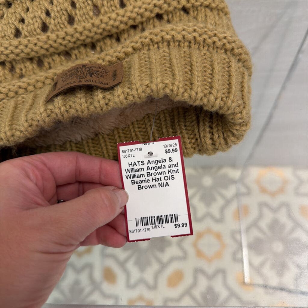 Angela and William Brown Knit Beanie Hat O/S