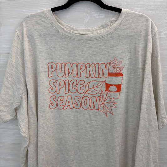 Mighty Fine Grey/ Orange Pumpkin Spice Short Sleeve Graphic Tee 4X