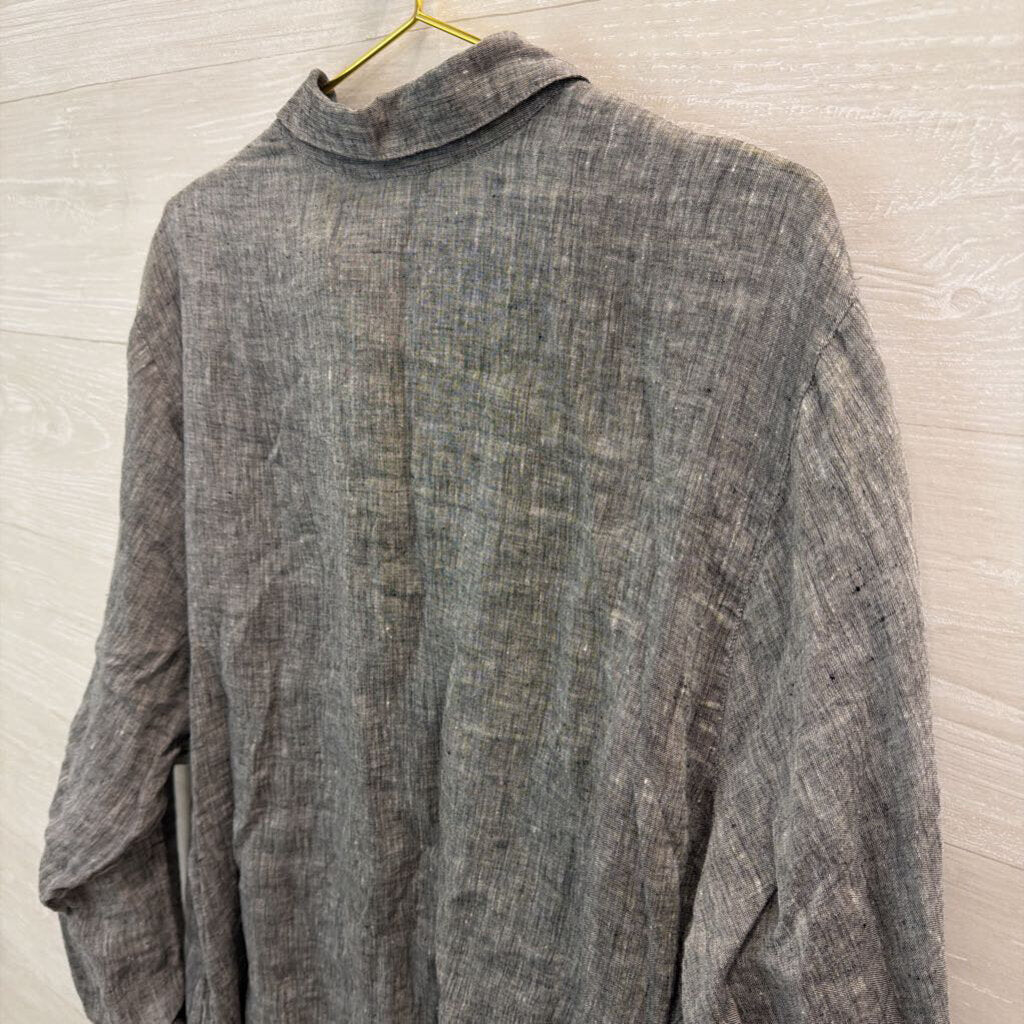 J Jill Grey 100% Linen Long Sleeve Button Down Top 4X