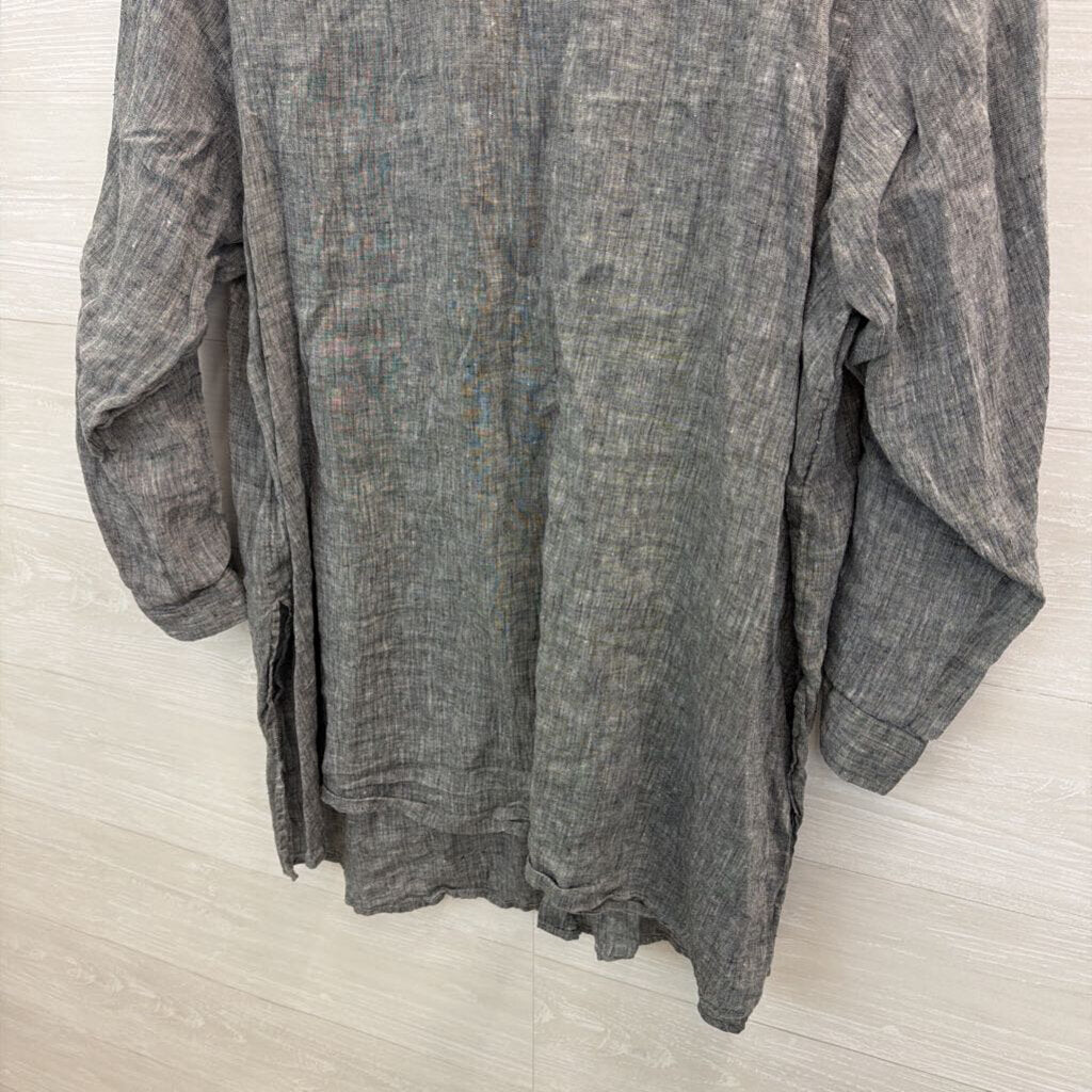 J Jill Grey 100% Linen Long Sleeve Button Down Top 4X