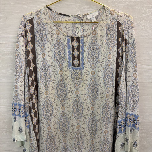 J Jill Blue/ Multi Print Long Sleeve Top 4X