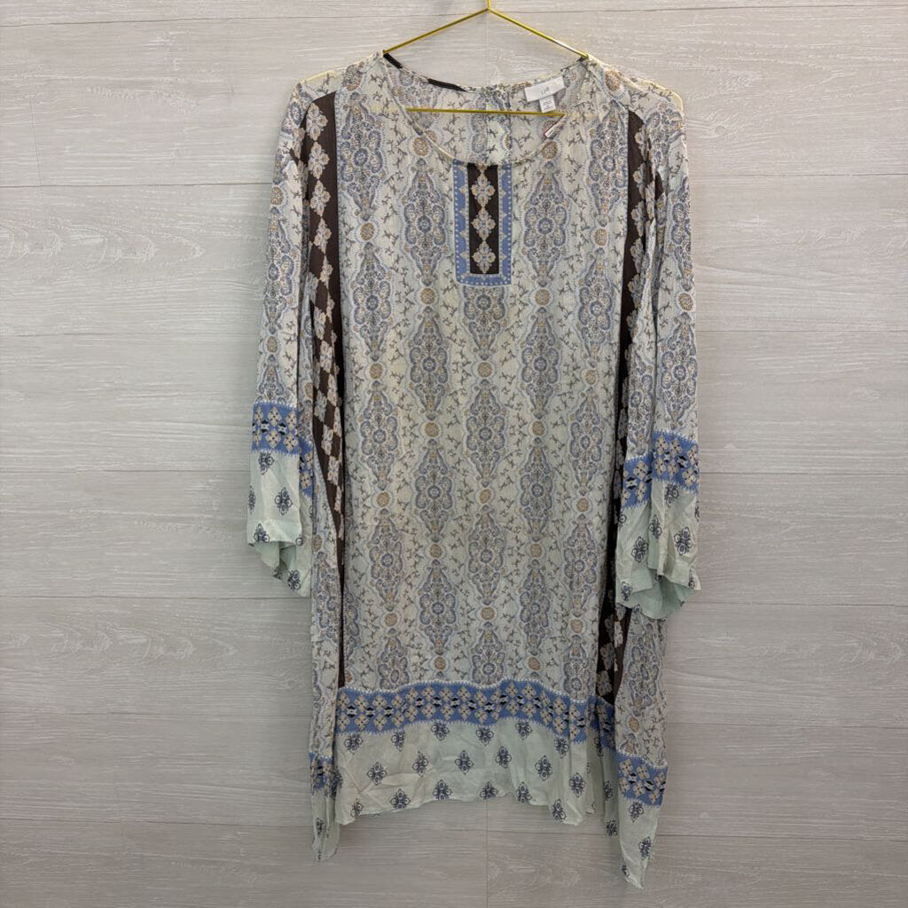 J Jill Blue/ Multi Print Long Sleeve Top 4X