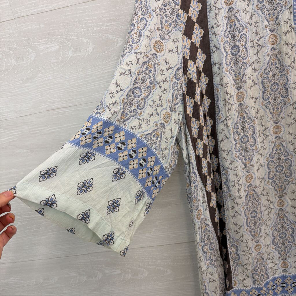 J Jill Blue/ Multi Print Long Sleeve Top 4X