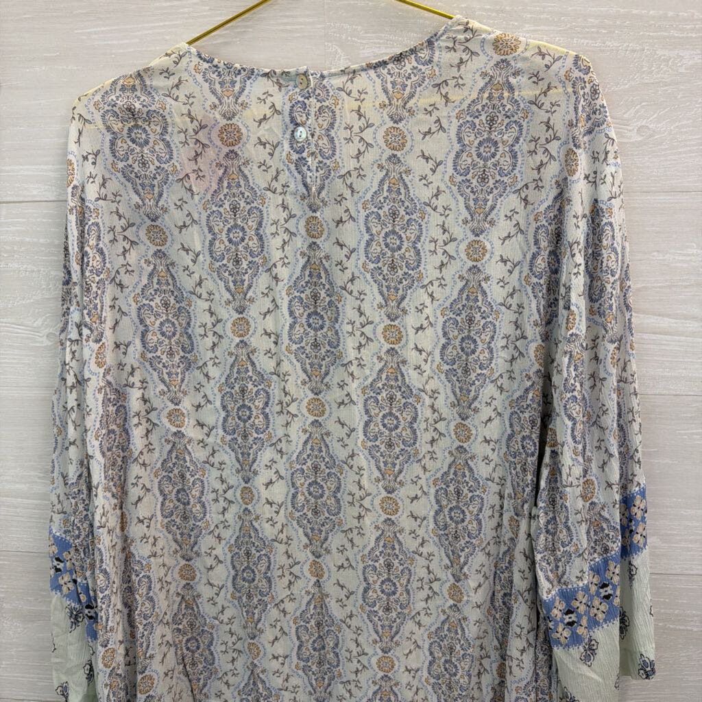 J Jill Blue/ Multi Print Long Sleeve Top 4X