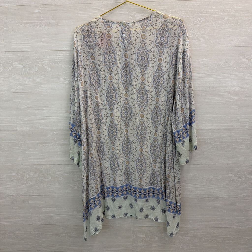 J Jill Blue/ Multi Print Long Sleeve Top 4X
