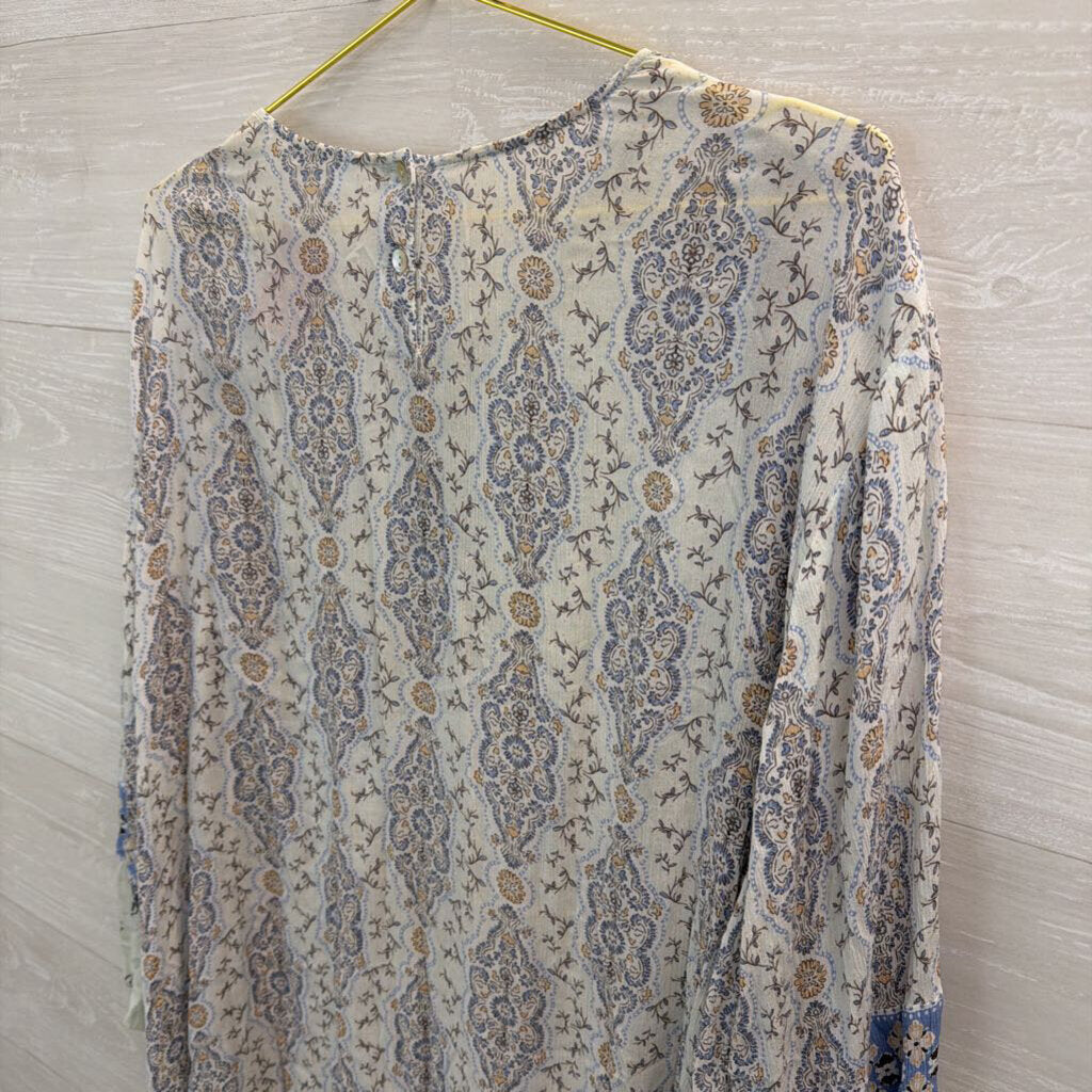 J Jill Blue/ Multi Print Long Sleeve Top 4X