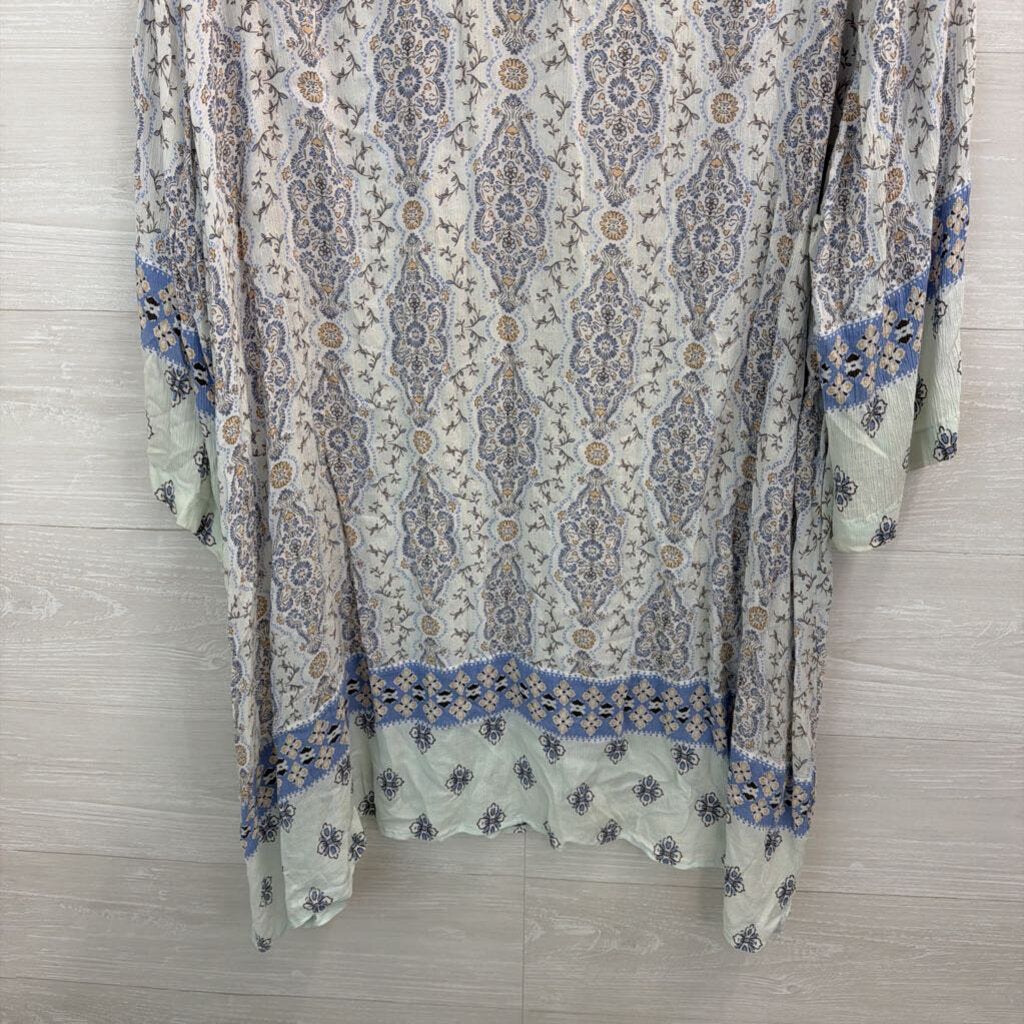 J Jill Blue/ Multi Print Long Sleeve Top 4X