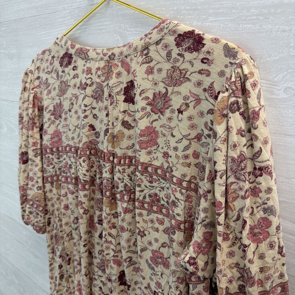 Wonderly Beige/ Pink Print Top 2X